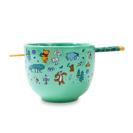 Disney - Winnie the Pooh Allover Icons 20-Ounce Ramen Bowl and Chopstick Set - Blue