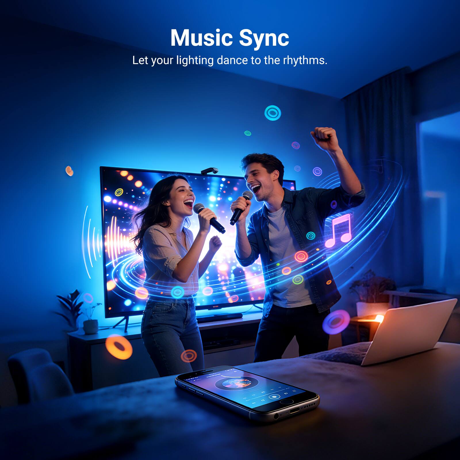 Music Sync  
Let your lighting dance to the rhythms.