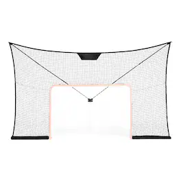 VEVOR - Hockey Goal Backstop Net,Street Hockey Sports Backstop Netting,Indoor Outdoor Hockey Training Net,12x7FT Large Size - Red,White