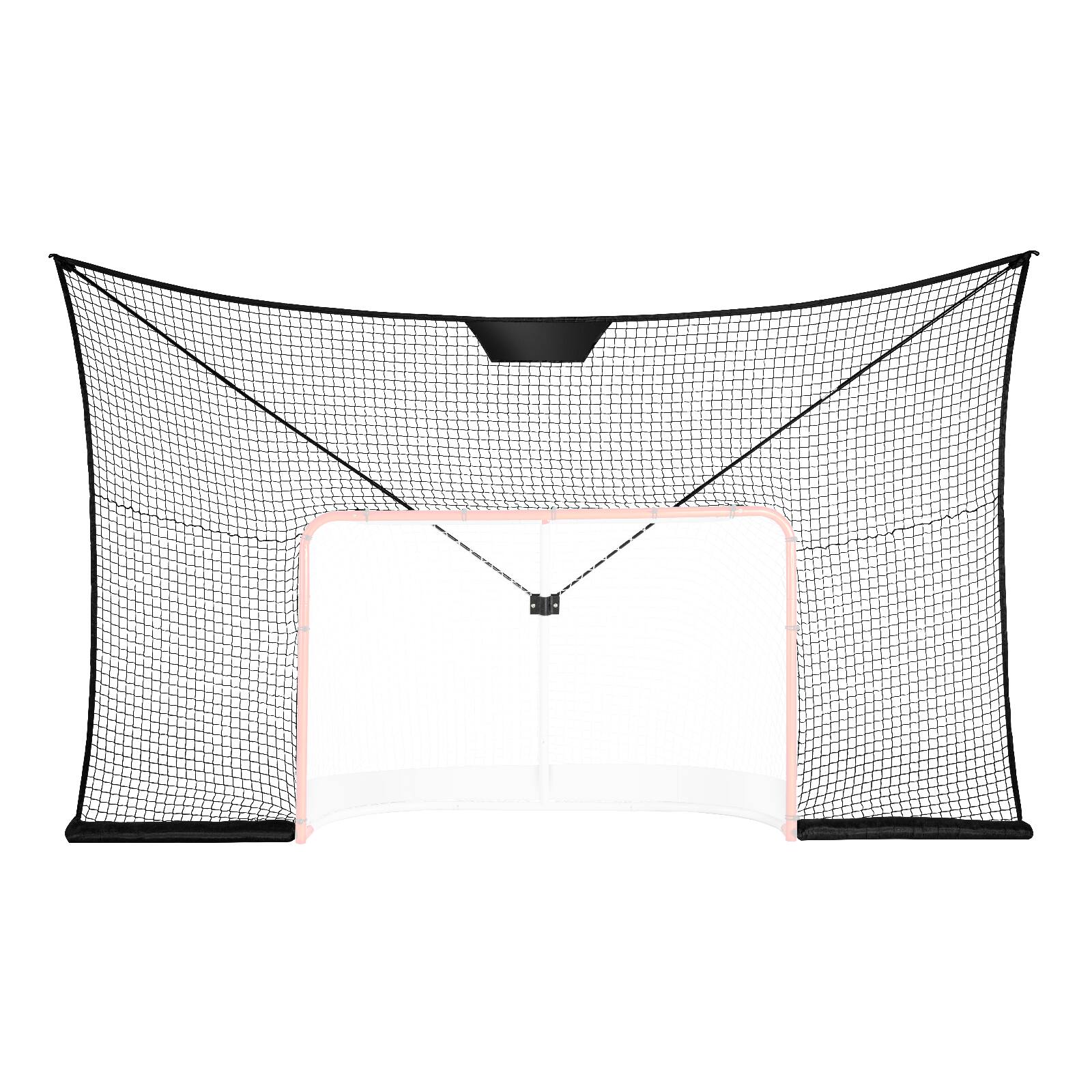 Front. VEVOR - Hockey Goal Backstop Net,Street Hockey Sports Backstop Netting,Indoor Outdoor Hockey Training Net,12x7FT Large Size - Red,White.