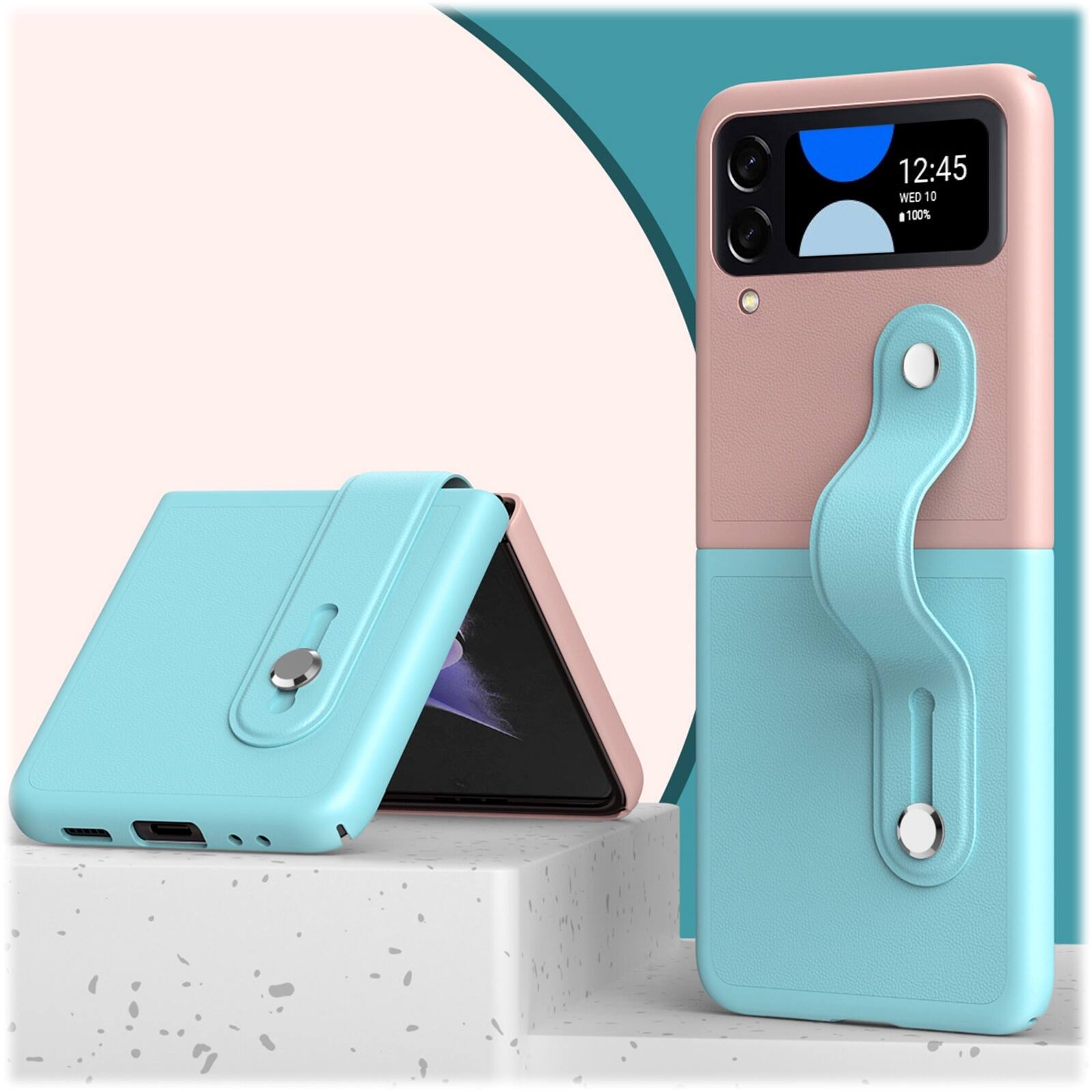 Alt View 12. SaharaCase - FingerGrip Series Case with Strap for Samsung Galaxy Z Flip4 - Pink/Ice Blue.