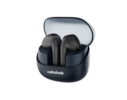 Front. RadioShack - Transparent Case TWS Earbuds IPX5 Bluetooth 5.4 Noise Cancelling 3304411 - Navy Blue.