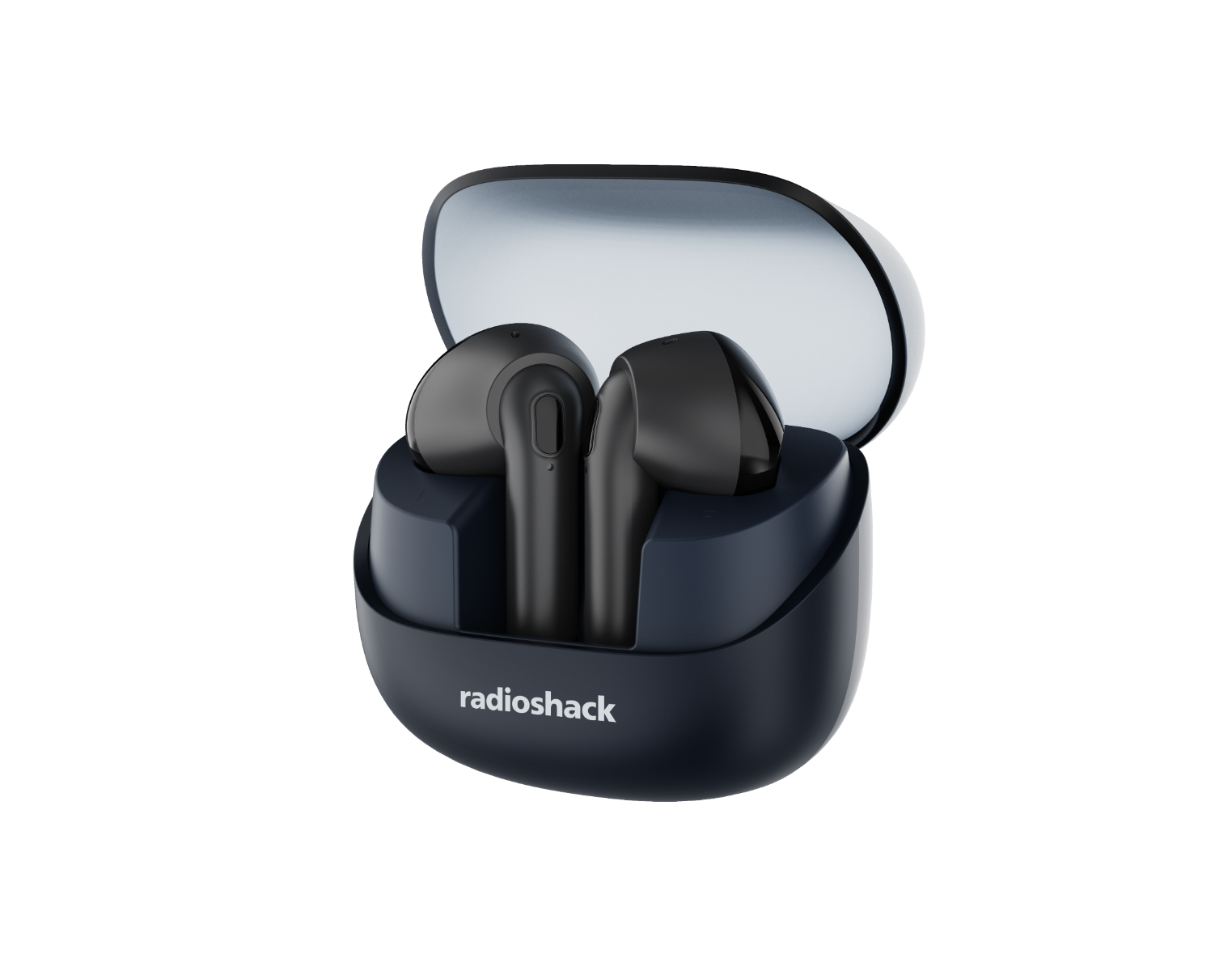 RadioShack - Transparent Case TWS Earbuds IPX5 Bluetooth 5.4 Noise Cancelling 3304411 - Navy Blue