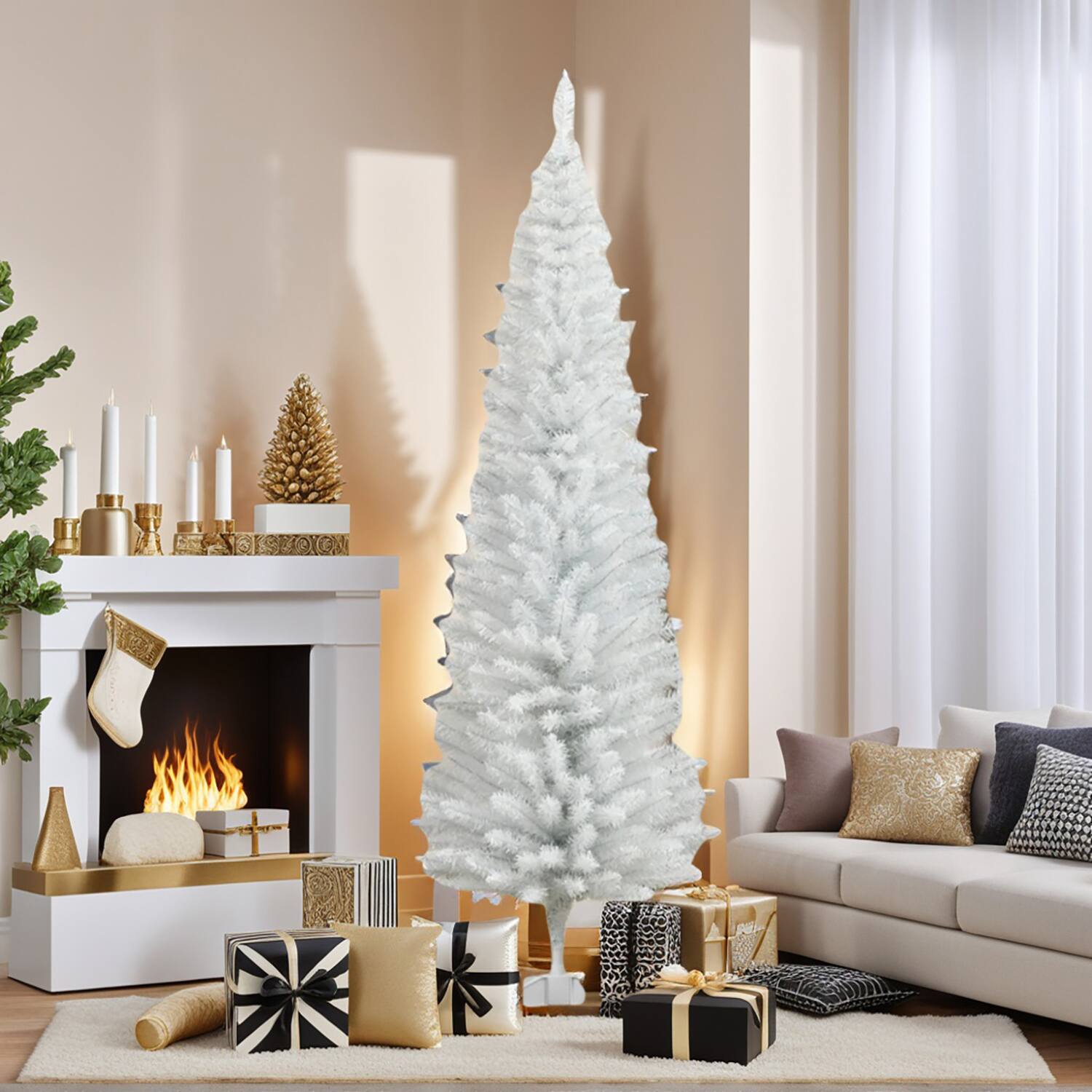 Front. Resenkos - Resenkos 6 foot white Christmas tree with bracket - White.