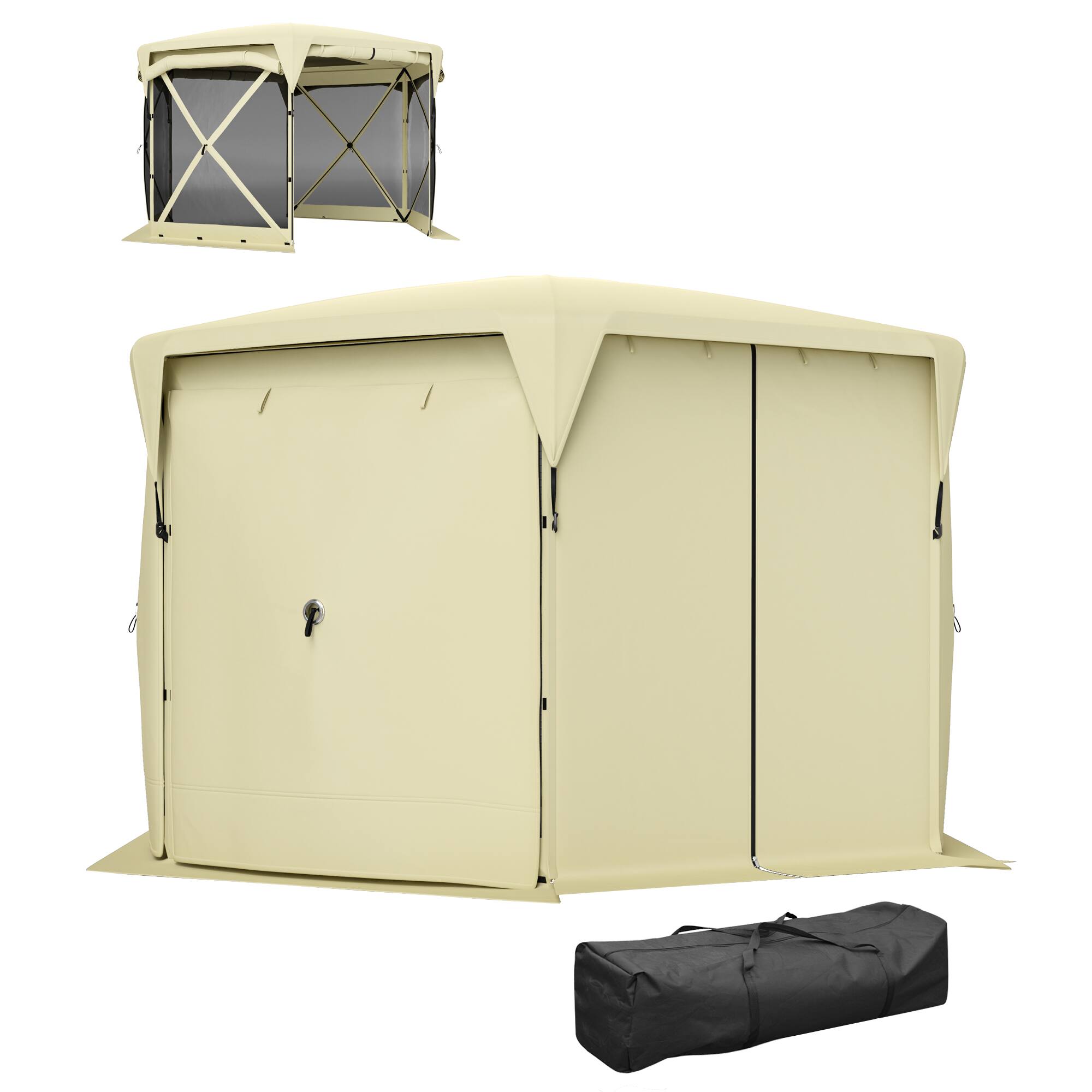 Alt View 4. Tiramisubest - 11x11ft Pop Up Tent with Removable Roof & Mesh Sidewalls for Outdoor Events - Beige.