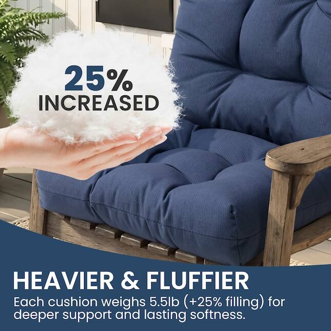 25% INCREASED HEAVIER & FLUFFIER  
Each cushion weighs 5.5lb (+25% filling) for deeper support and lasting softness.