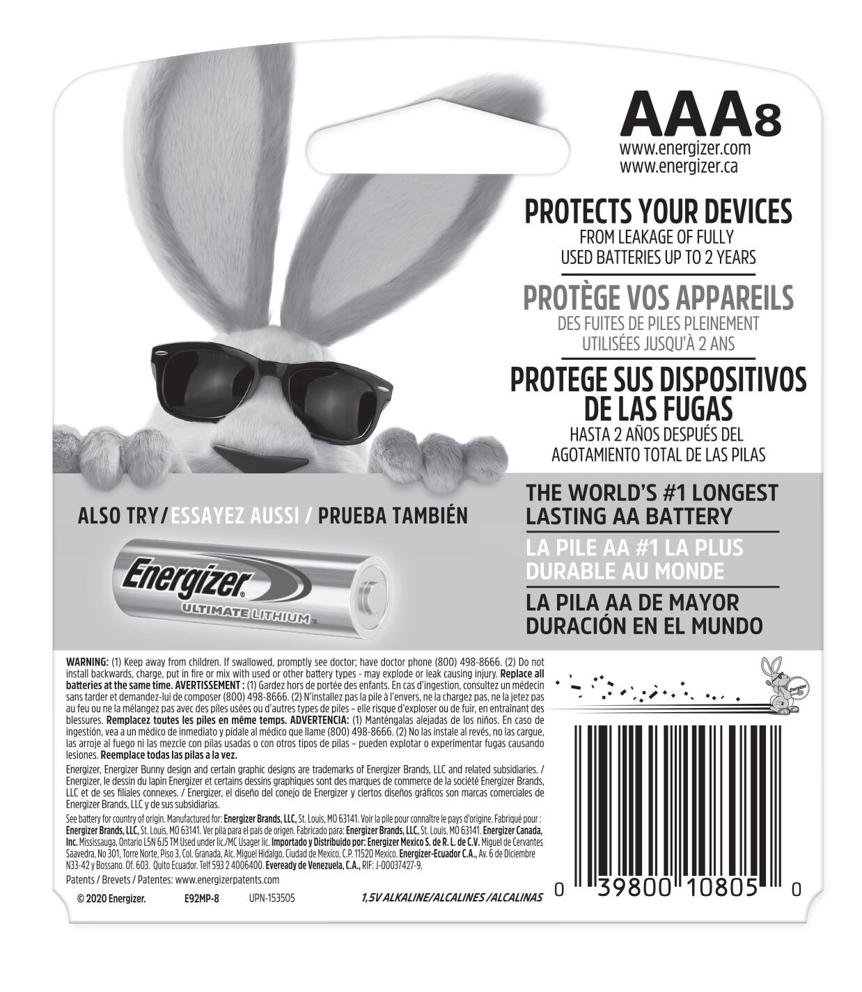 Alt View 1. Energizer - MAX AAA Batteries (8 Pack), Triple A Alkaline Batteries - Silver.