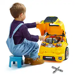 VEVOR - Engine Toy, 60 Pieces, Kids Mechanic Car Repair Set with Removable Parts, Lights and Sounds, Steering Wheel and Horn - Yellow