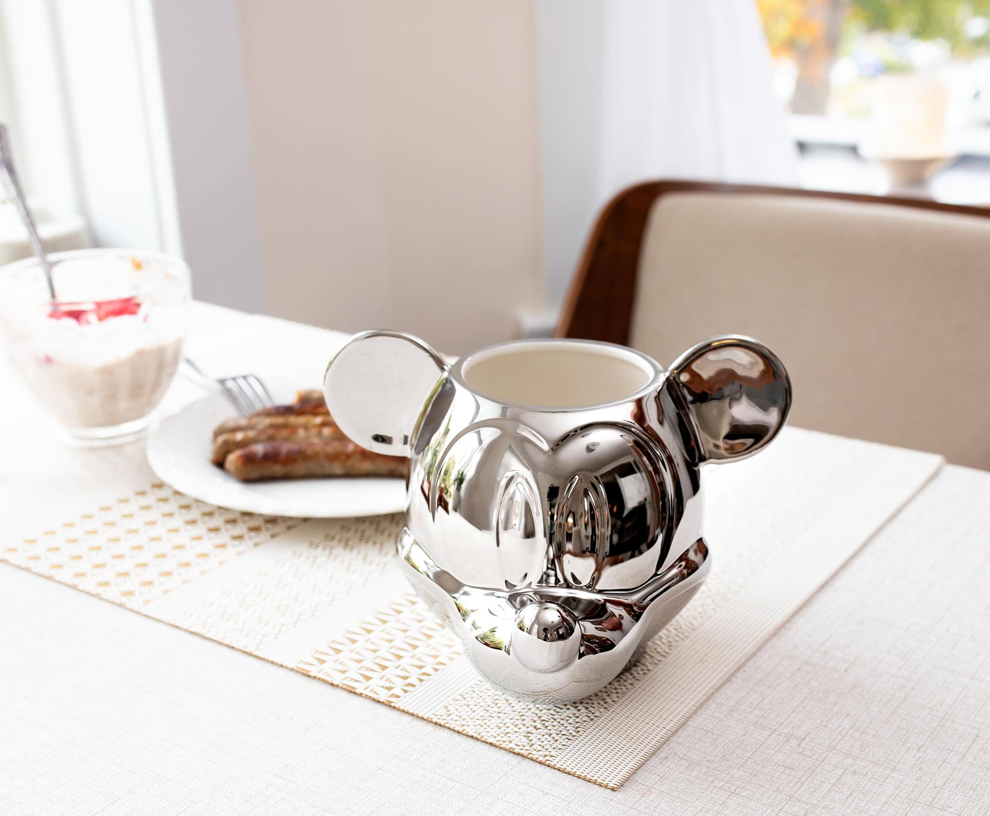 Alt View 5. Disney - Disney 100 Mickey Mouse 3D Sculpted Platinum Ceramic Mug | Holds 20 Ounces - Silver.