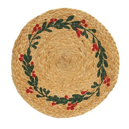 BreeBe - Mistletoe Wreath Jute Table Mat - Brown