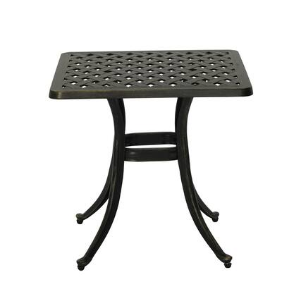 Front. Mondawe - Cast aluminum side table - Bronze.