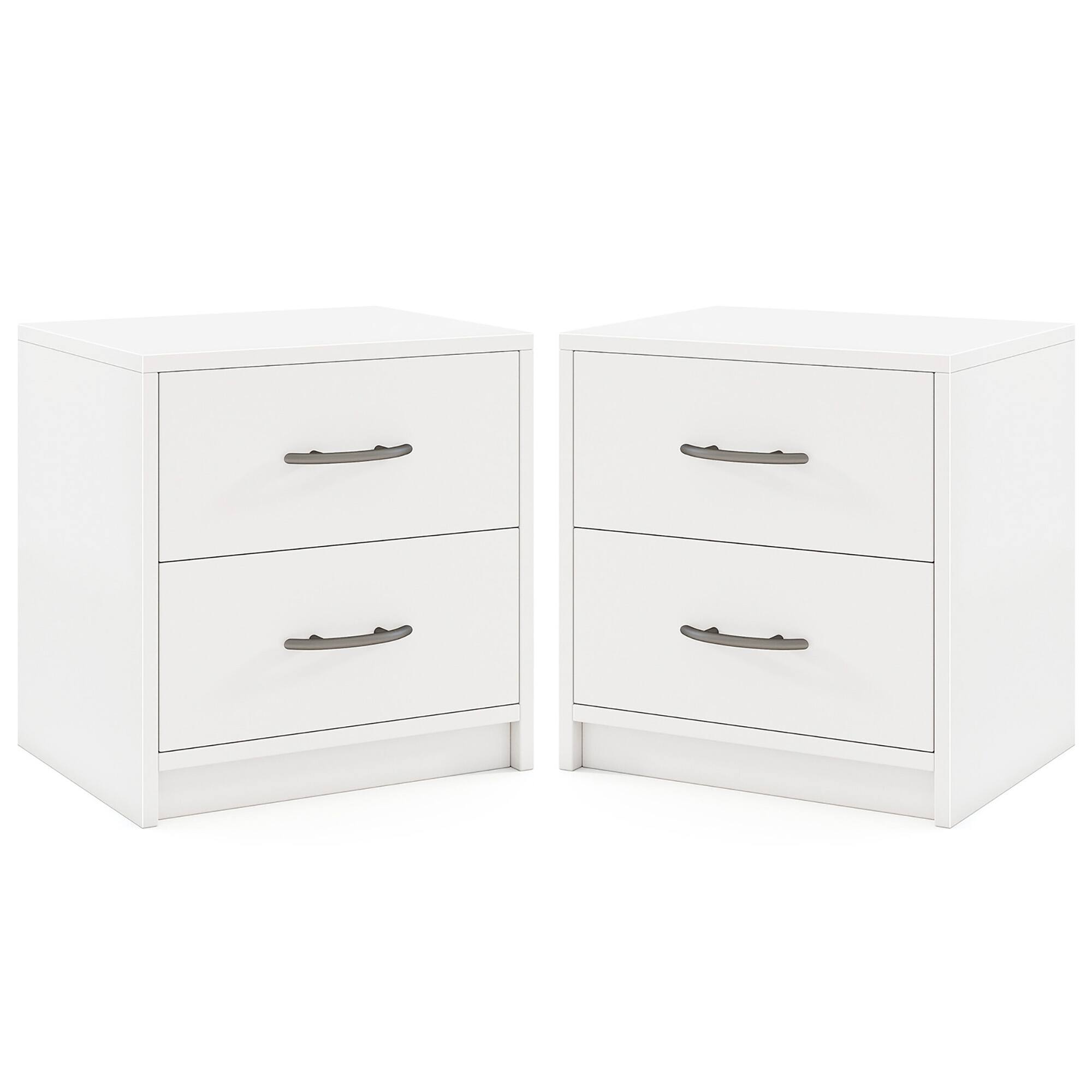 Alt View 9. Gymax - Gymax 2PCS 2-Drawer Nightstand Modern Bedside Table w/ Storage for Living Room Bedroom White - White.