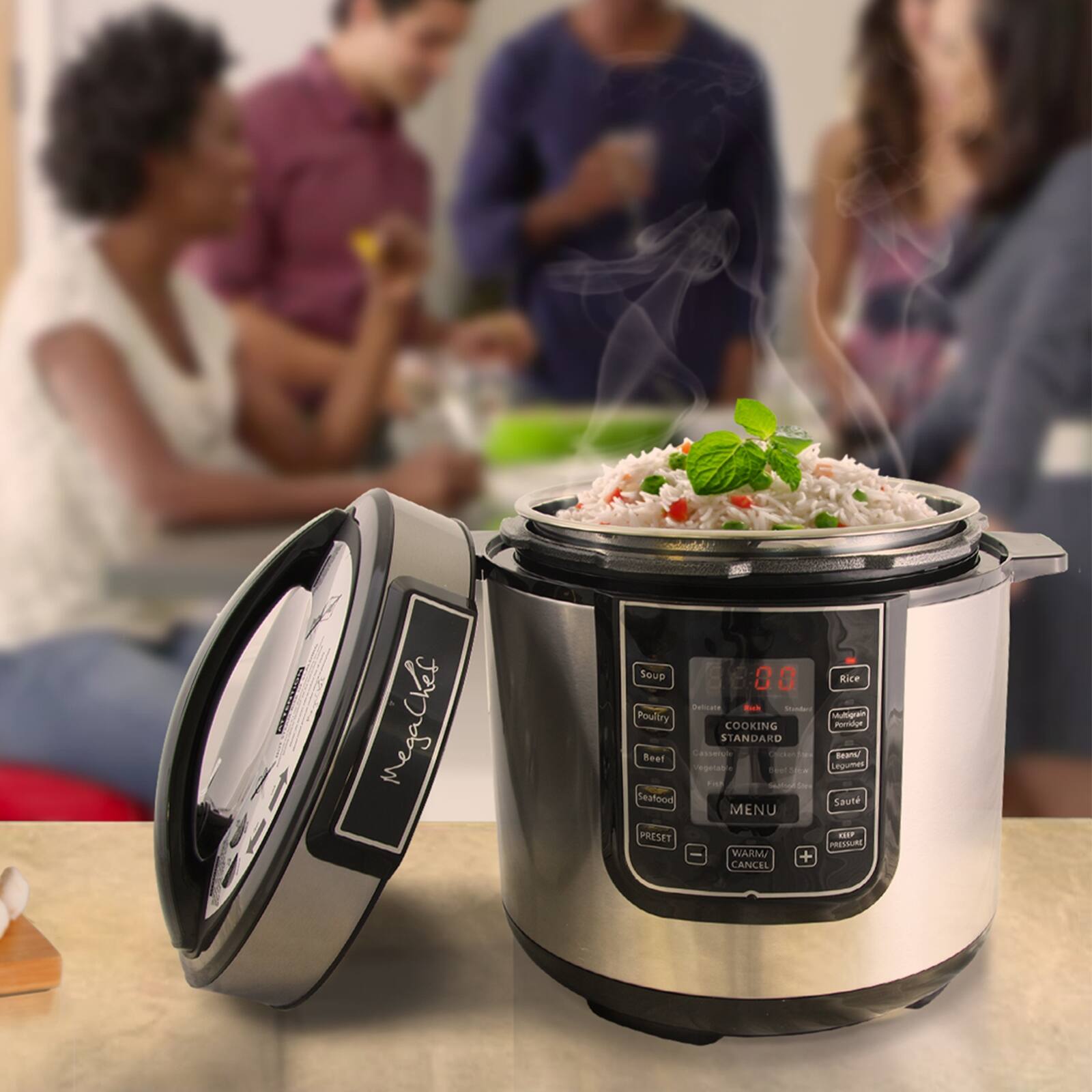 Megachef Sovp 80 Rice Chemsuma Bak Matdu Poultry  COOKING Poae STANDARD - C  - Beame/ Reel sgetat eel - Legumes . F  - Seafood Saute MENU PRESET REP PESERE WARMA + CANCEL