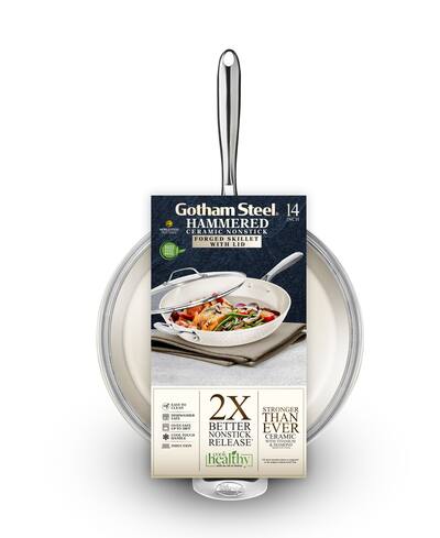 Kitchen Titanium Hammered Fry Pan With Lid – 26cm Non-Stick Pro Grade Pan