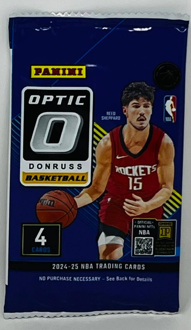 FAMIMI OPTIC REED SHEPPARD DONRUSS BASKETBALL 15 Ee1 "4 CARDS OFFICIAL - O PANINI NFTs NBA P Q 2024-25 NBA TRADING CARDS NO PURCHASE NECESSARY - See Back for Details