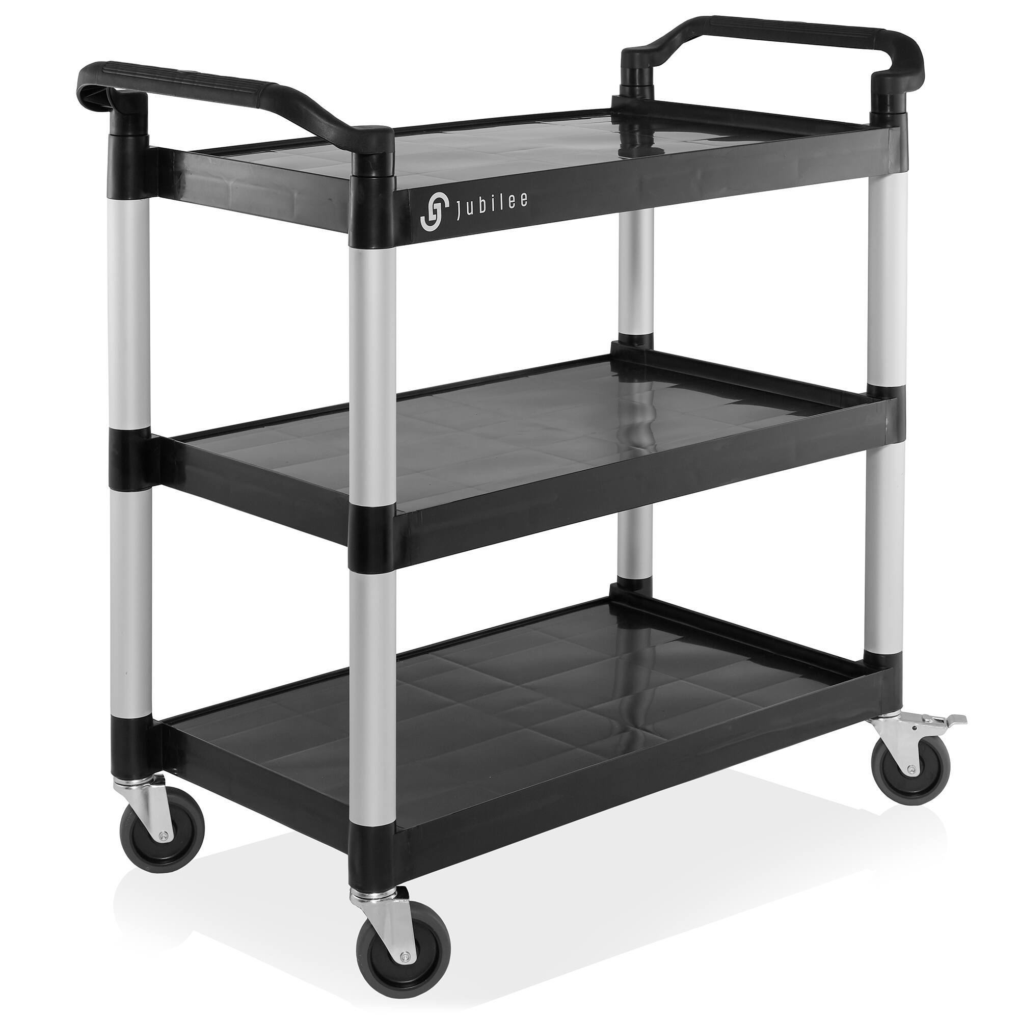 Front. Jubilee - Jubilee 3-Tier Utility Service Cart with Wheels - Black.