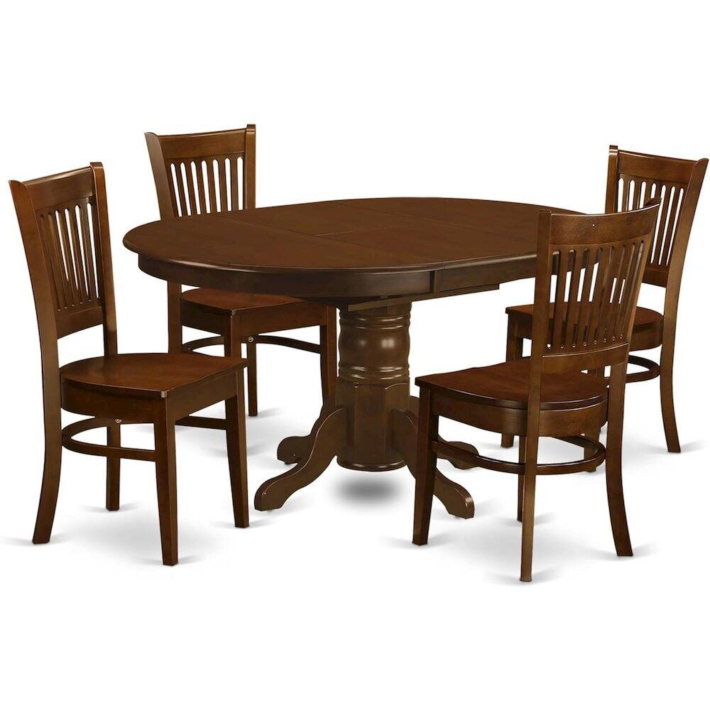 Left. FurniFact - Solid Wood 5 Pc Dining Table Set with 4 Chairs - Espresso.