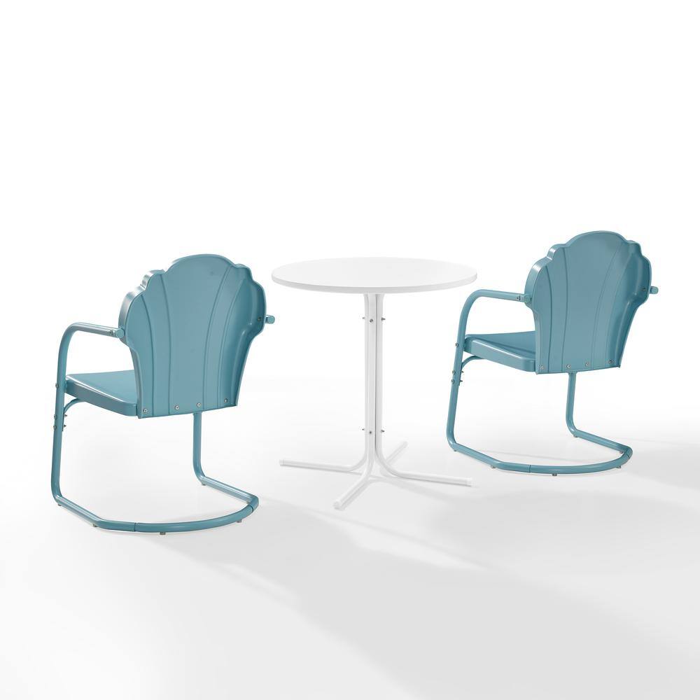 Alt View 1. Crosley Furniture - Tulip 3Pc Retro Outdoor Bistro Set - Bistro Table & 2 Chairs - Pastel Blue Satin.