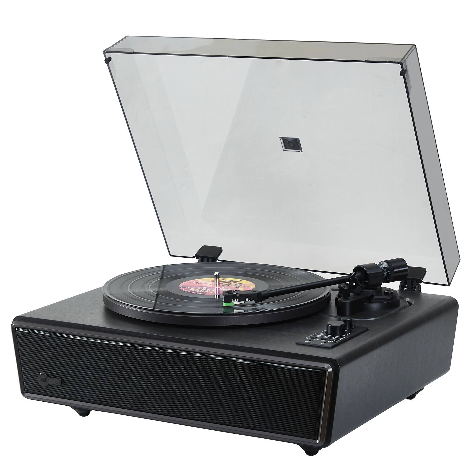 Angle. Arkrocket - Arkrocket Huygens Bluetooth Turntable with Built-in Speakers (Black) - Black.