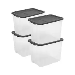Sterilite - 108 Qt. Stacker Storage Container Tote w/ Latching Lid, (4 Pack) - Clear