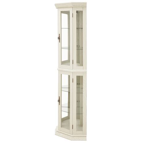 Alt View 6. LUCKY ONE - 15.35in Freestanding Corner Curio Cabinet with Glass Shelves LED Light Display Case for Collectibles Bar - White.