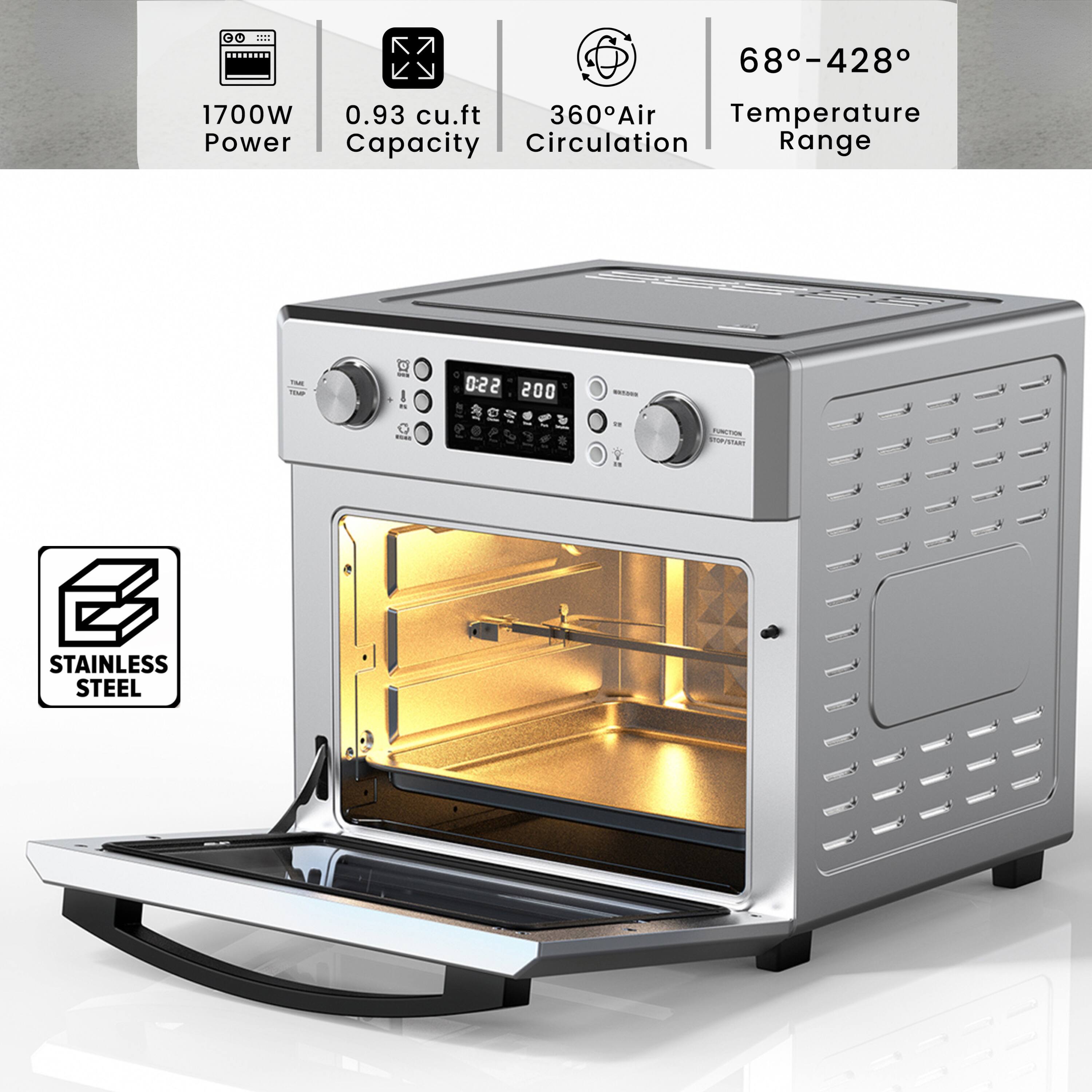 1700W Power  
0.93 cu.ft Capacity  
360° Air Circulation  
68°-428° Temperature Range  
Stainless Steel