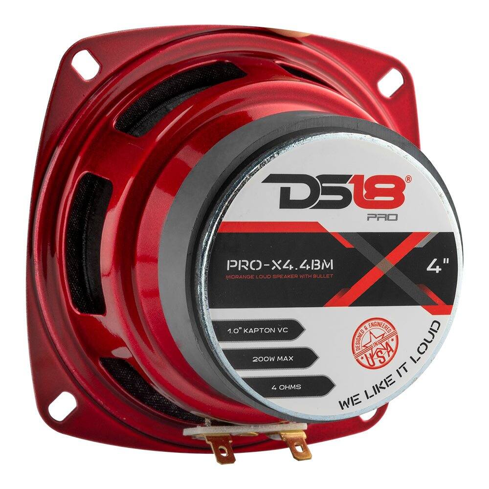 D518 PRO  
PRO-X4.4BM 4" MORANGE LOUD SPEAKER WITH BULLET 1.0 KAPTON VC & ENGINEERED MAX DESIGNED USA 7 CINO7 200W IT 4 OHMS WE LIKE