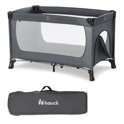 Front. hauck - hauck Dream N Play Plus Travel Pack Cot, Babies & Toddlers up to 33 Pounds, Grey - Grey.