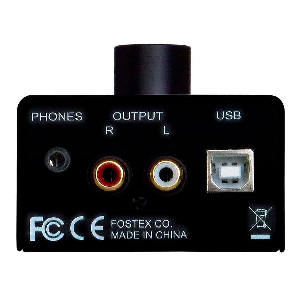 PHONES OUTPUT R L USB  
FOSTEX CO.  
FCC CE  
MADE IN CHINA