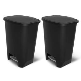 Glad - Kitchen Trash Can with Lid and Garbage Bag Rings, 20 Gal, 2 Pack - Black