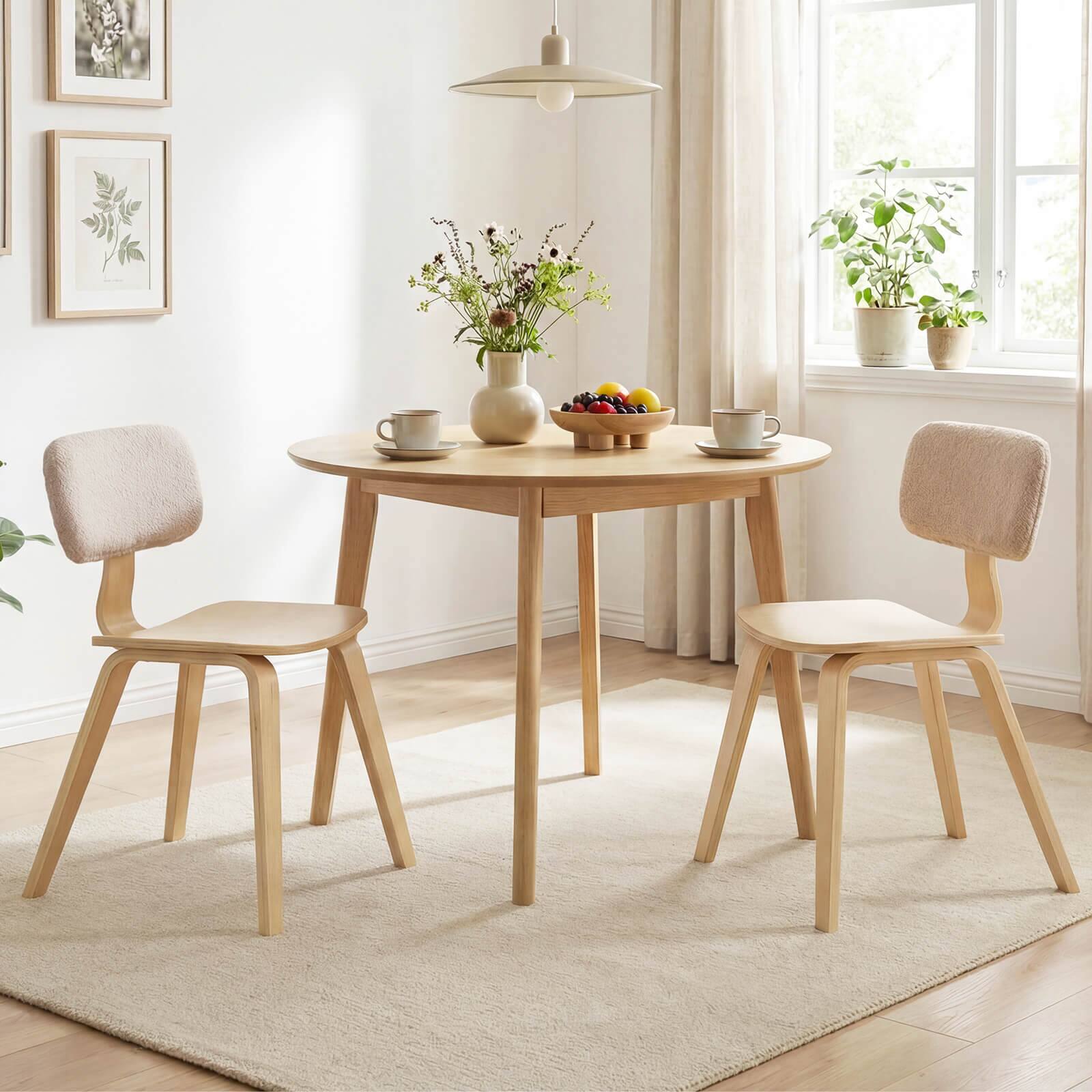 Alt View 4. Costway - Costway Dining Chairs Set of 4 with Teddy Velvet Padded Backrest Ergonomic Seat for Kitchen - Beige & Natural.