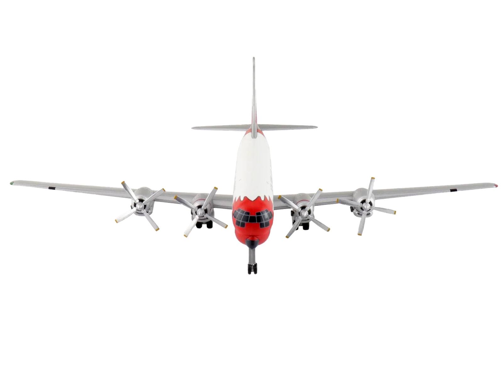 Left. Hobby Master - Boeing 377 C-97A Stratofreighter 49-2601 New York Air National Guard United States Air Force Airliner Series 1/200 - Silver, Red , Black.