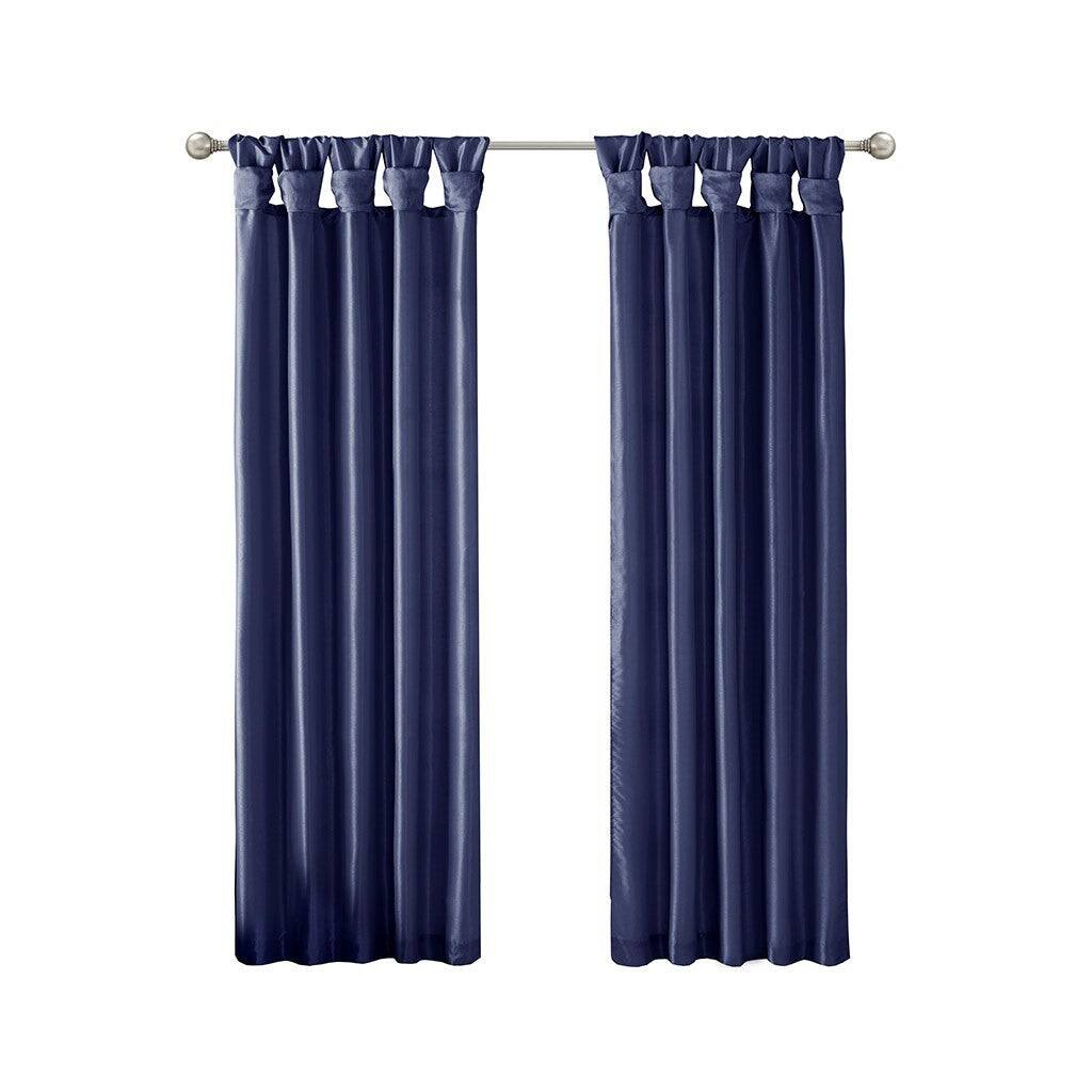 Angle. BreeBe - Twist Tab Lined Window Curtain Panel Navy 50x108' - Navy.