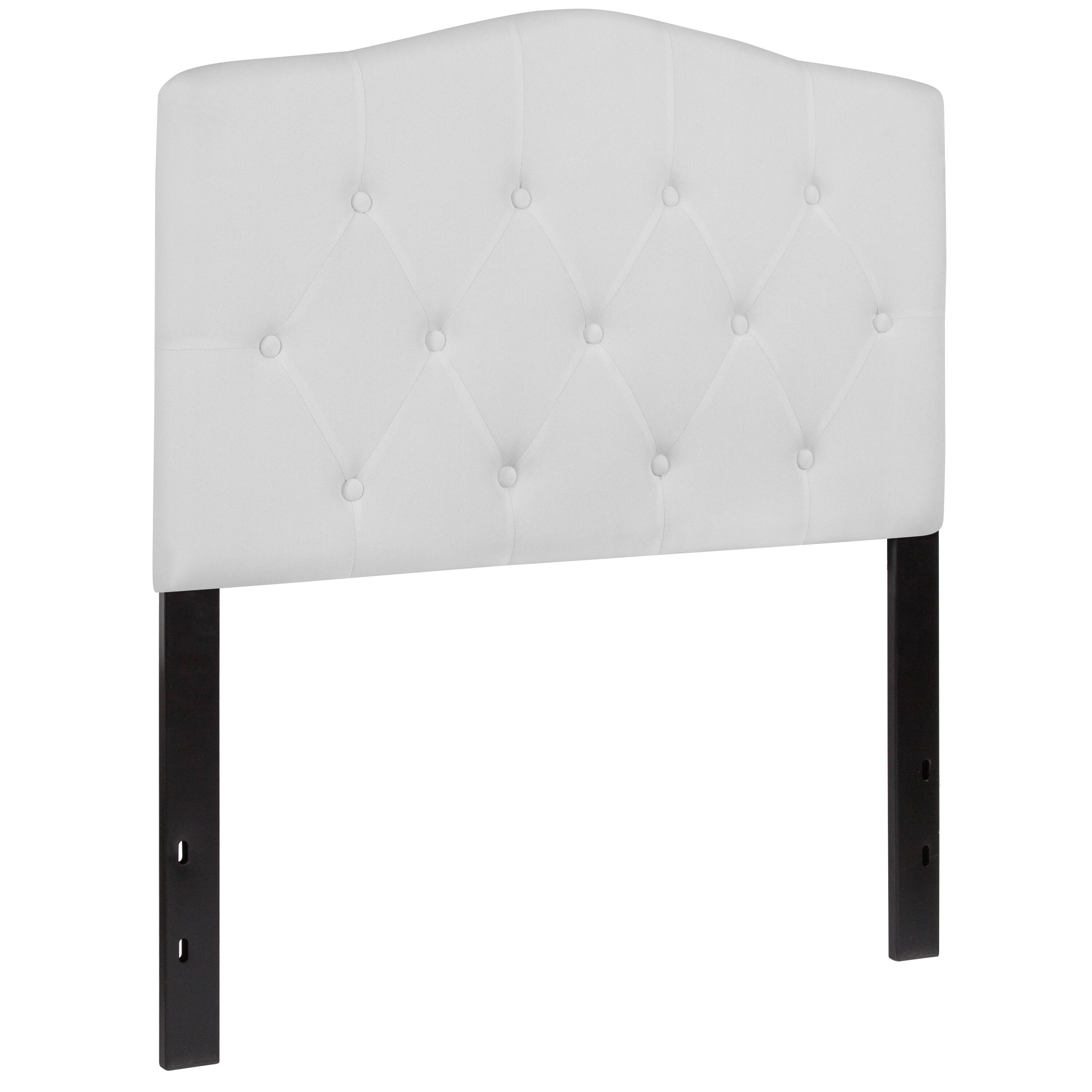Alt View 1. Emma + Oliver - Arched Button Tufted Upholstered Headboard - White.