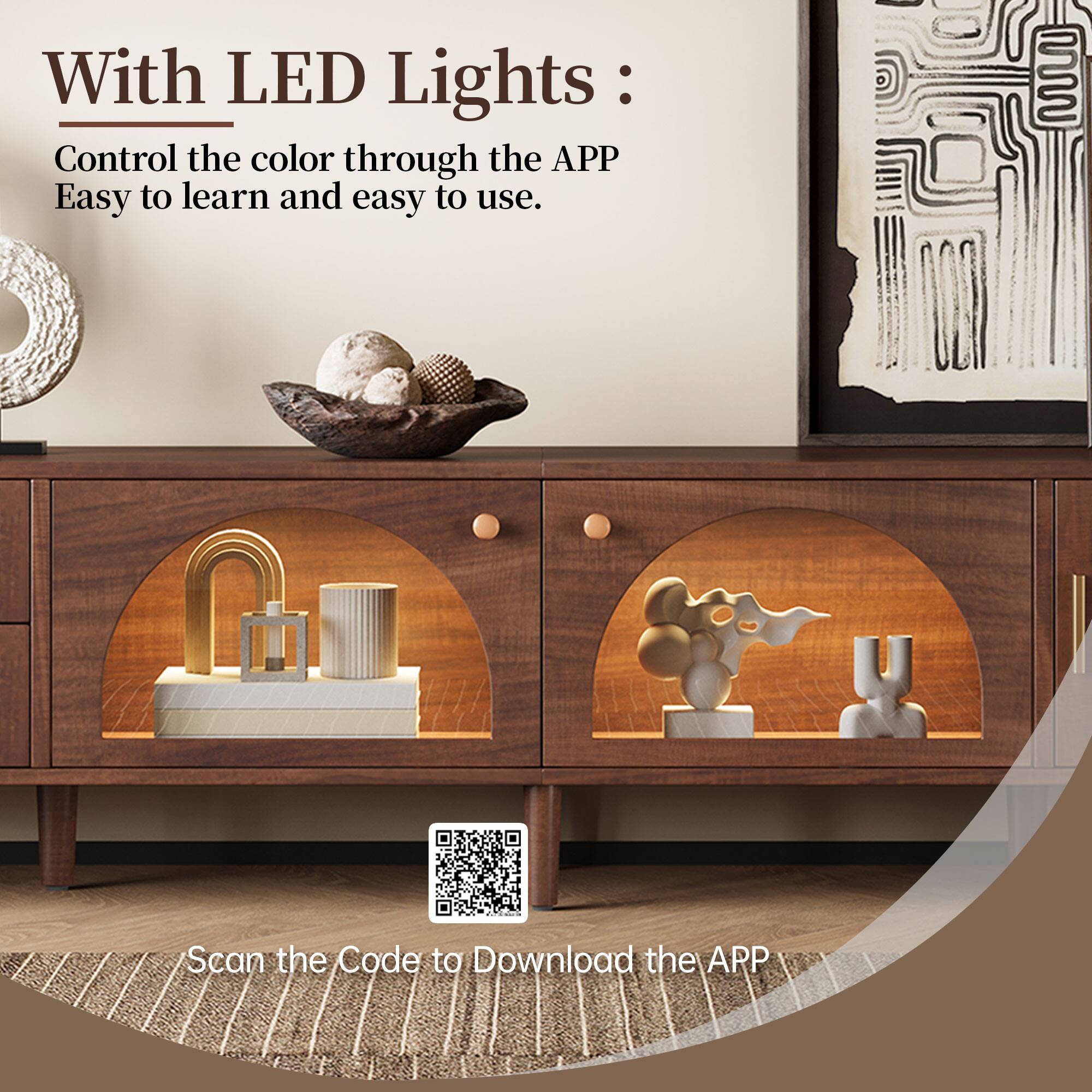 With LED Lights:  
Control the color through the APP  
Easy to learn and easy to use.  

Scan the Code to Download the APP