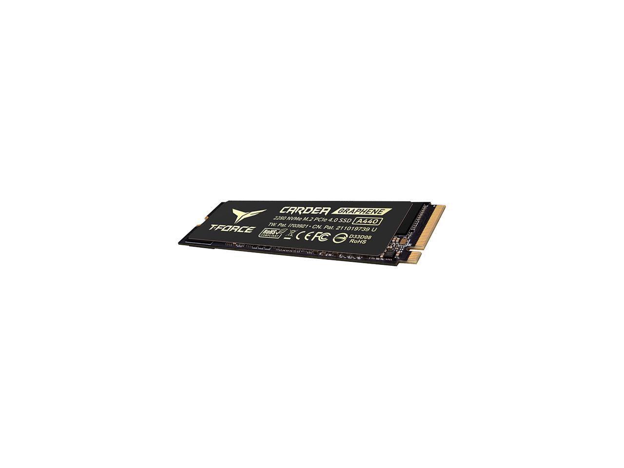 CARDER GRAPHENE 2280 NVMe M.2 PCIe A440  
Ant. 1703921  
TFORCE CN. Pat. 211019739  
Ba8S U R CEFC D33008 G ROHS  

2280 NVMe M.2 PCIe A440 SSD  
TKV Ref. 1035921  
CN. Pat. 211019739  
U  
CEFC D33008  
ROHS