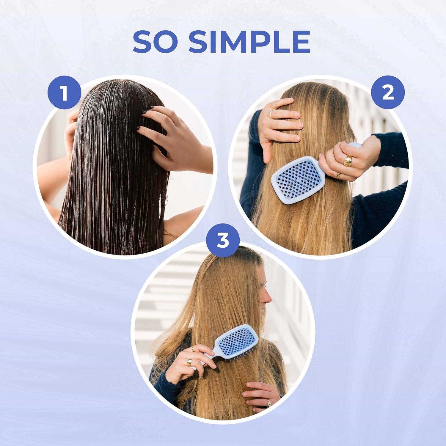 Alt View 5. FHI Heat - UNbrush Mini Wet/Dry Detangling Hair Brush with DuoFlex™ Anti-Static Bristles - Periwinkle Light Blue.