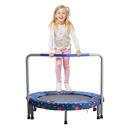 Front. VEVOR - 36" Kids Trampoline, 3FT Indoor Outdoor Trampoline, Foldable Mini Trampoline with Handle, Rebounder Trampoline - Blue.