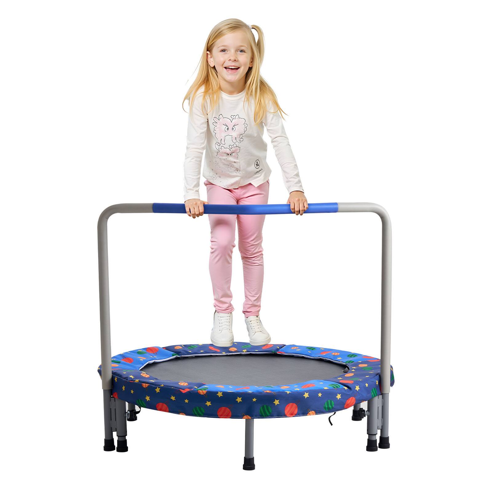 VEVOR - 36" Kids Trampoline, 3FT Indoor Outdoor Trampoline, Foldable Mini Trampoline with Handle, Rebounder Trampoline - Blue