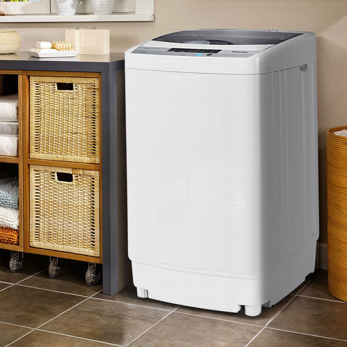 Angle. Costway - Portable Compact Washing Machine 1.3 Cu. Ft. Spin Washer Drain Pump 8 Water Level - Gray.