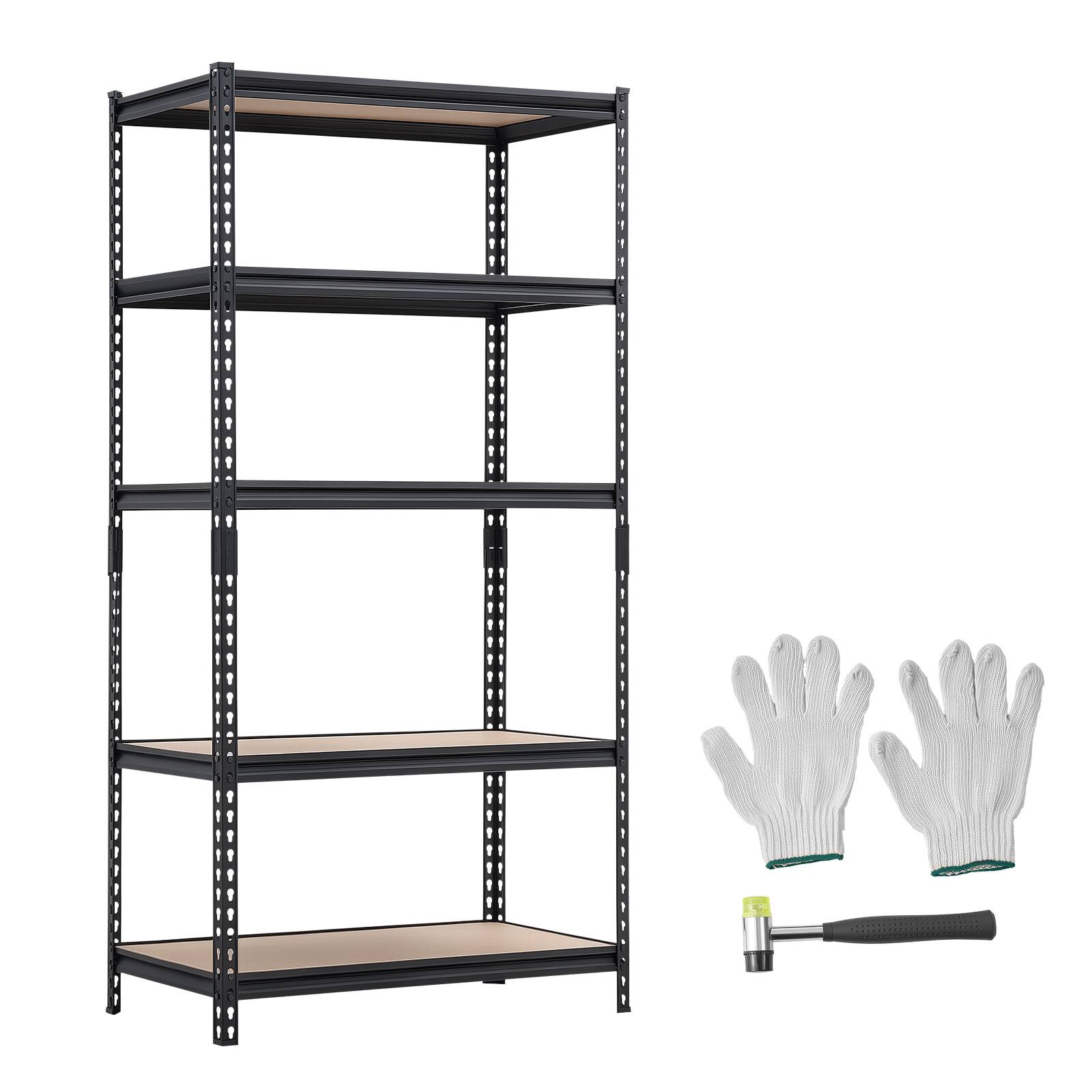 Alt View 5. VEVOR - Storage Shelves, 5-Tier Adjustable, 2000 lbs Capacity, Heavy Duty Garage Storage Shelving Unit, Metal Utility Rack Shelf - Black.