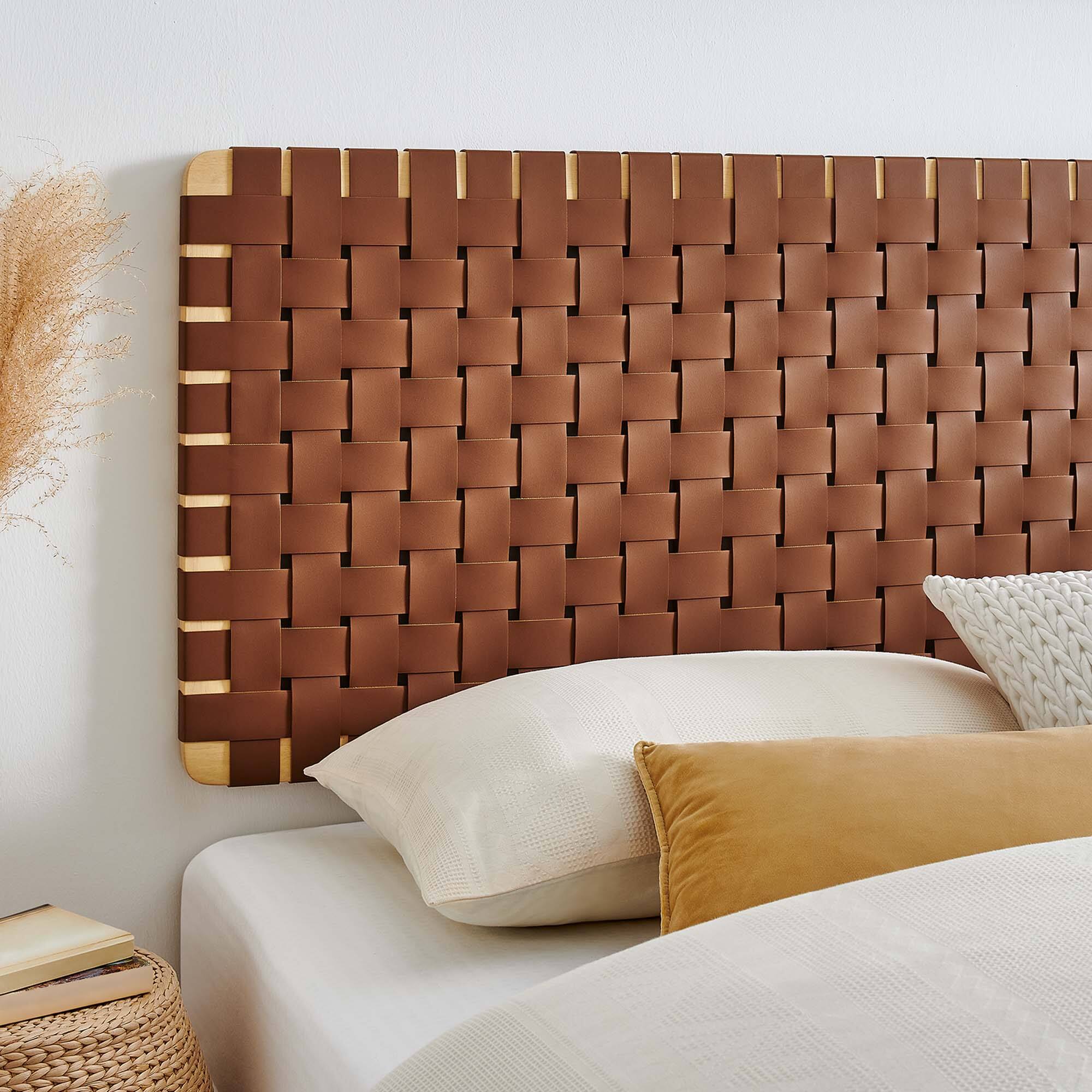 Alt View 3. Modway - Sparta Weave Wall-Mount Vegan Leather King Headboard by Modway - Brown.