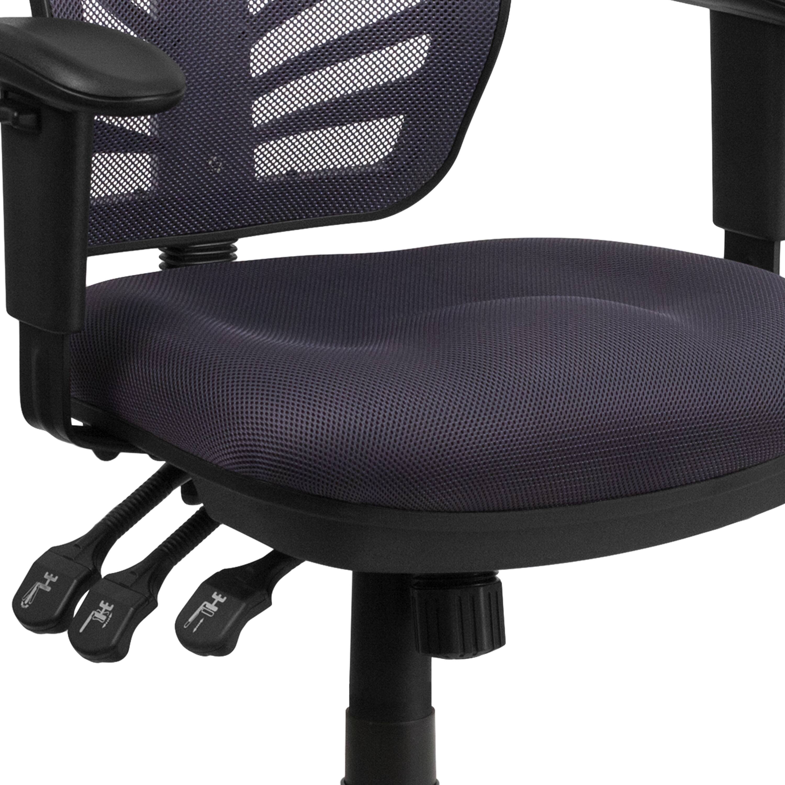 Alt View 9. Emma + Oliver - Mid-Back Mesh Triple Paddle Swivel Ergonomic Office Chair with Adjustable Arms - Dark Gray/Black Frame.