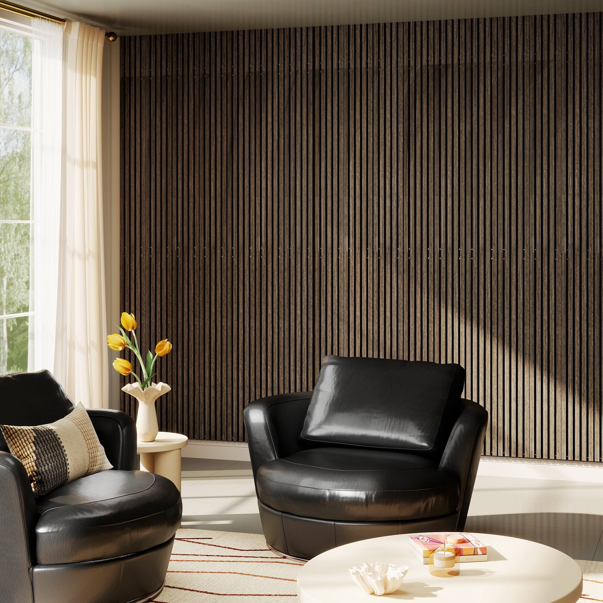 Alt View 1. Homcom - x 8" Wood Panels for Wall, 4 Pack Acoustic Panels, Sound Absorbing Slat Wall For Interior Wall Decor - Walnut.