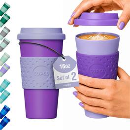 Copco - Acadia Travel Mug Set of 2, 16 oz Double Wall Insulated Tumbler - Purple/Light Purple