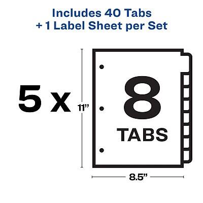 Includes 40 Tabs + 1 Label Sheet per Set

5 x 11" 8 TABS 8.5"