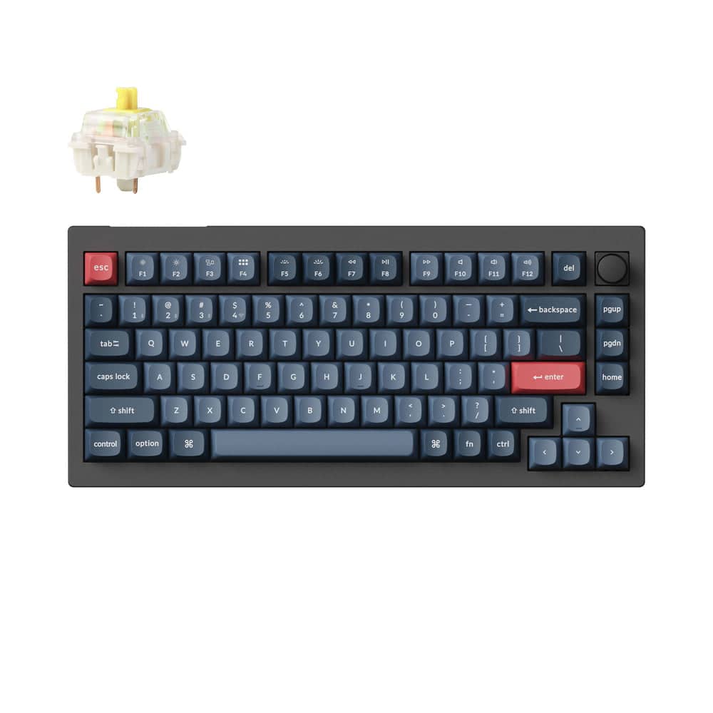 Keychron - V1 Max 75% RGB Mechanical Keyboard, QMK/built-in AI Launcher, Hot-Swappable - Black