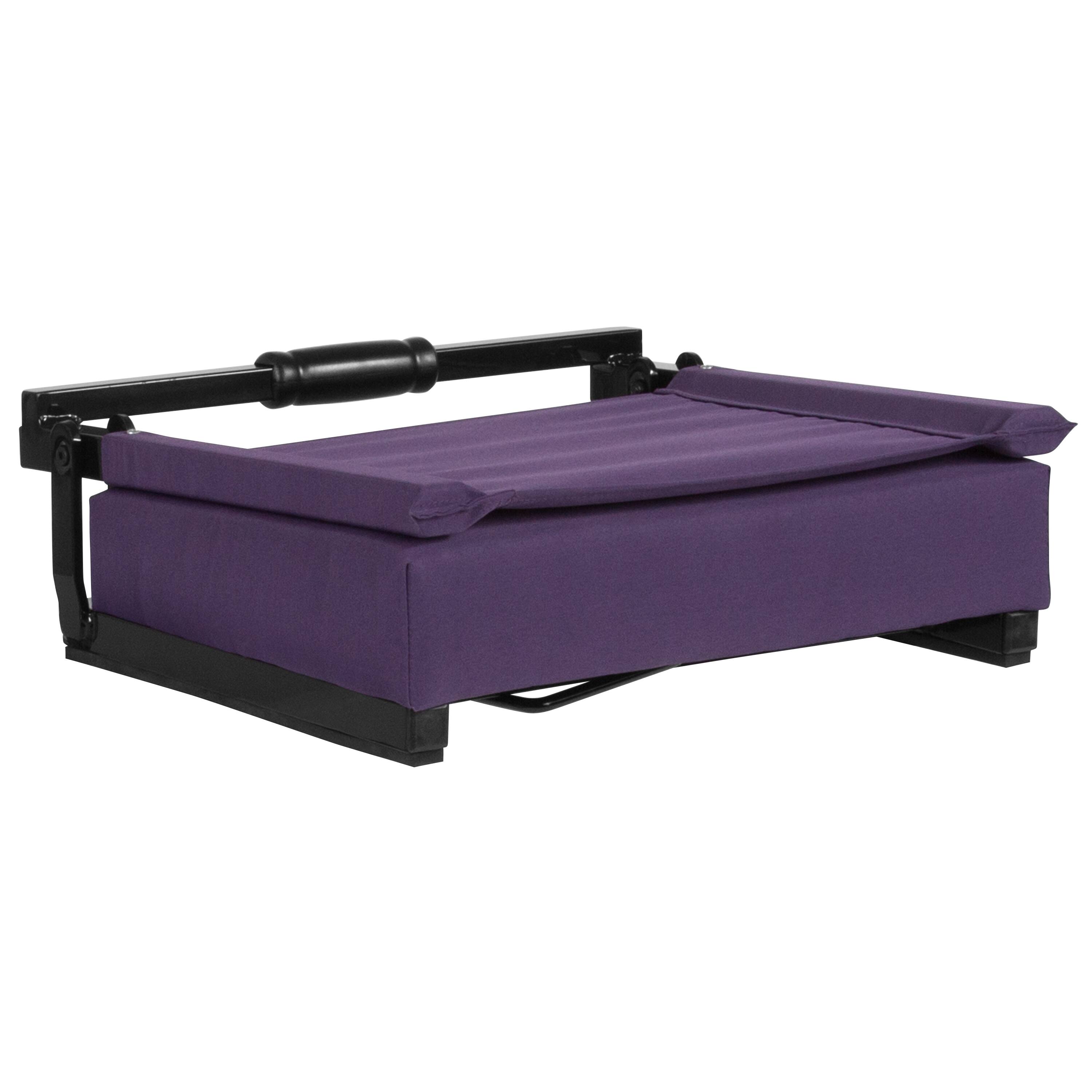 Alt View 10. Emma + Oliver - Set of 2 500 lb. Rated Lightweight Stadium Chair with Ultra-Padded Seat - Dark Purple.