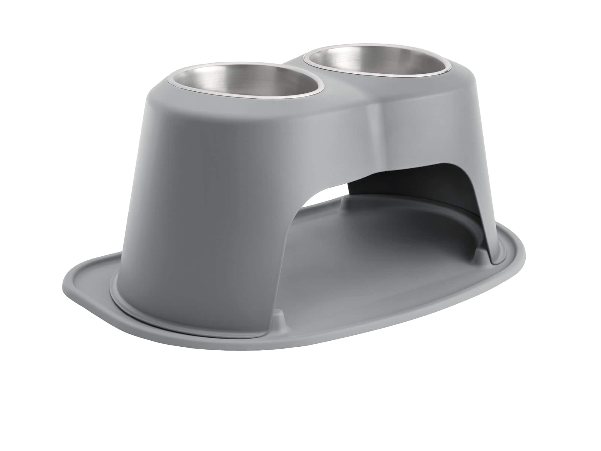 WeatherTech - Double High Pet Feeding System | Elevated Pet Bowls - 10 " High Dark Grey - 64oz (8 Cup) Stainless Steel Bowls - Dark Gray