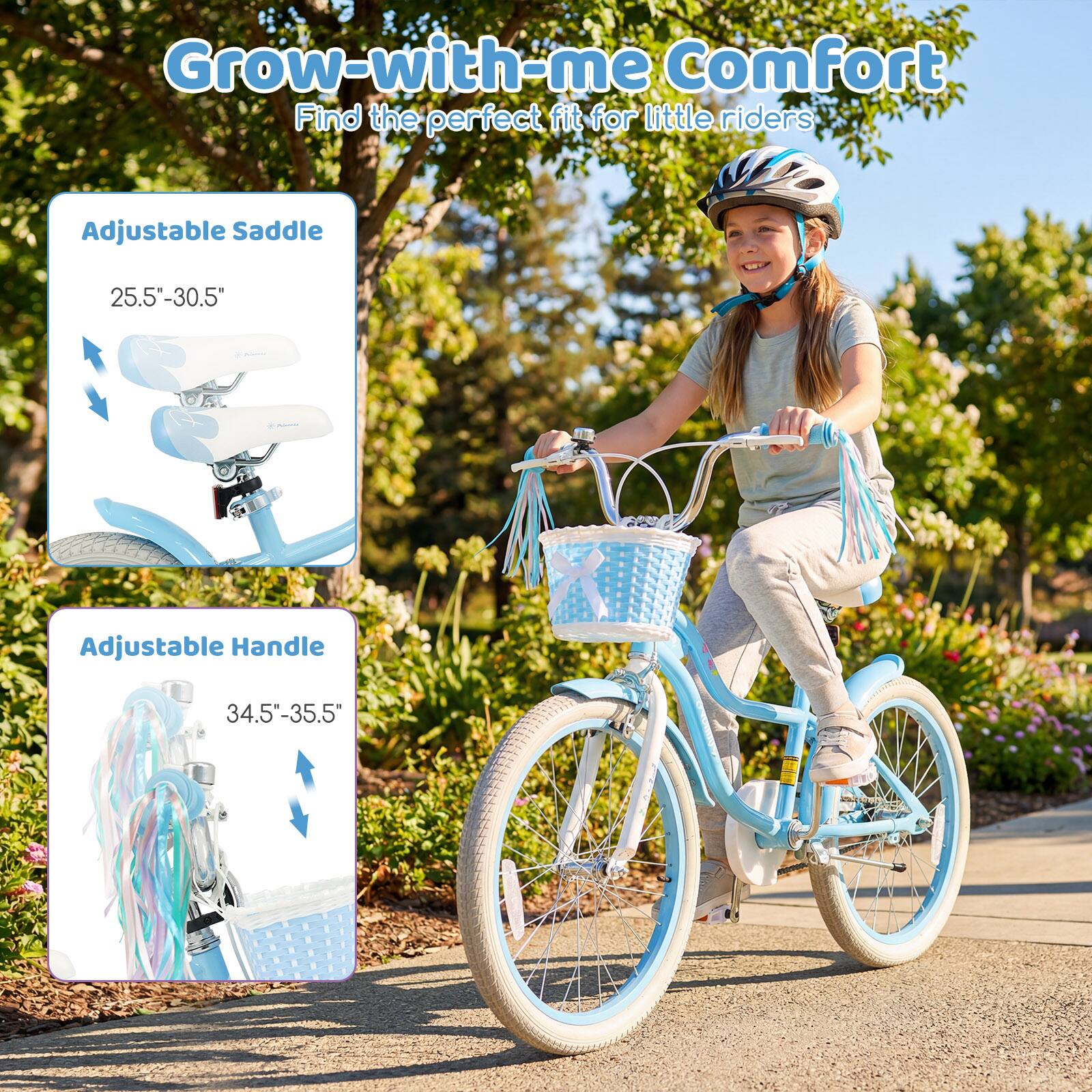 Grow-with-me Comfort  
Find the perfect fit for little riders  

Adjustable Saddle  
25.5"-30.5"  

Adjustable Handle  
34.5"-35.5"